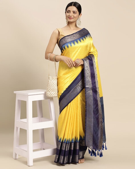 Premium Kubera Pattu Soft Silk Saree With Yellow and Sapphire Blue Col –  patilestore