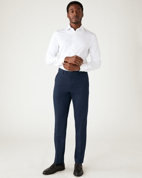 Buy Navy Blue Trousers & Pants for Women by Marks & Spencer Online