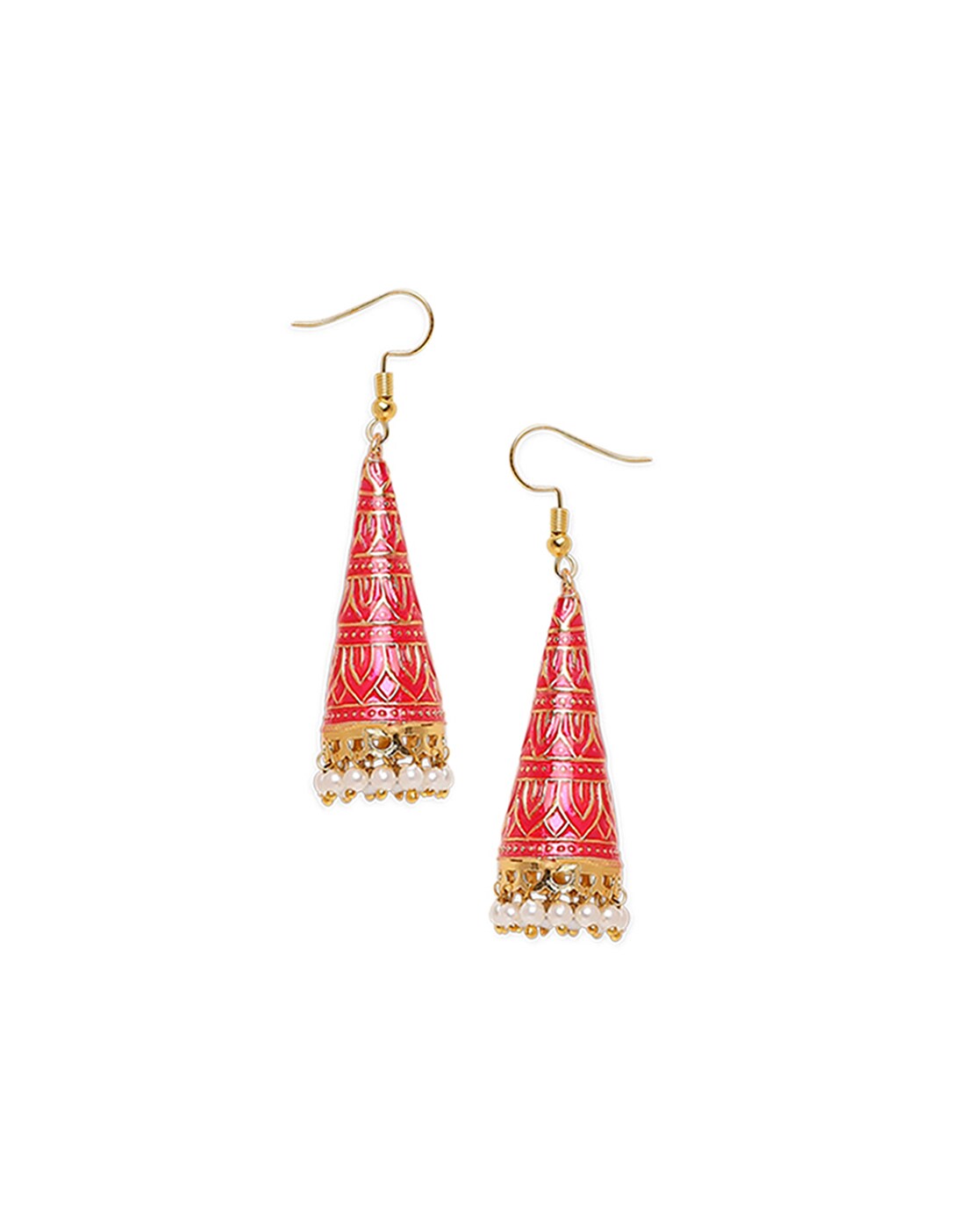 Matte Finish cone shaped peacock Jhumka – NIYA CREATION