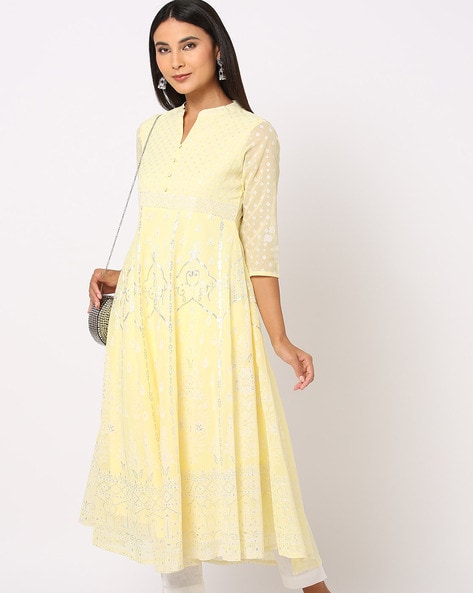 Indian Handmade Yellow Colour Chikankari Kurtis With Inner for Women and  Girls Lucknowi Designer Chikan Kurta for Girls and Women - Etsy