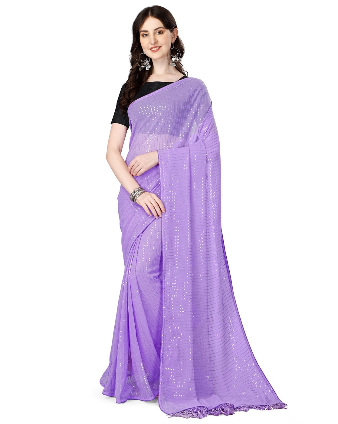 Light Lavender Georgette Crush Pattern Mahalasa Saree With Belt at  Rs.2388/Piece in surat offer by house of mahalasa