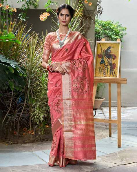 The Lady In Red - A Wine Red Assam Silk Saree – Indostrings