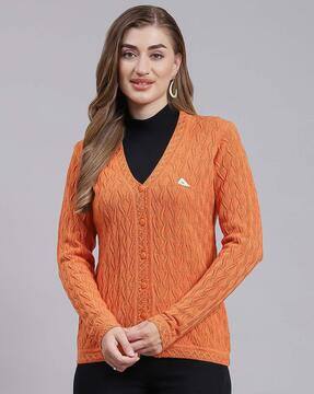 Burnt Orange Cable Knit Sweater Orange Cardigan Women Buy Orange