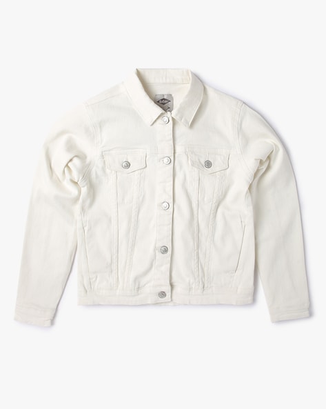 Kids Blue&Cream Denim Jacket - White | Garmentory