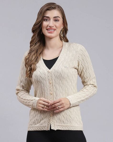 Buy Beige Sweaters Cardigans for Women by MONTE CARLO Online Ajio