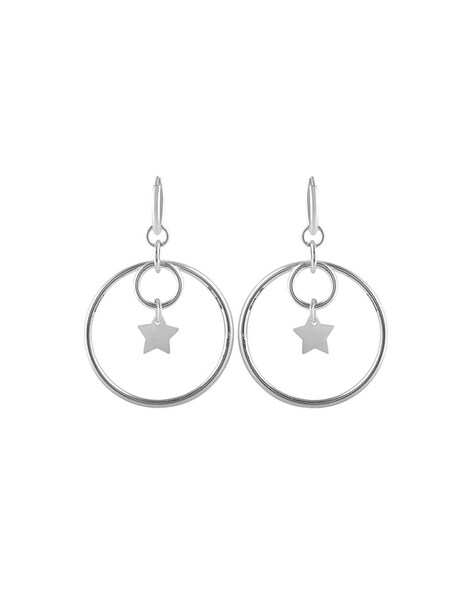 High Quality AD Stone Embedded Sterling Silver Round Earrings -