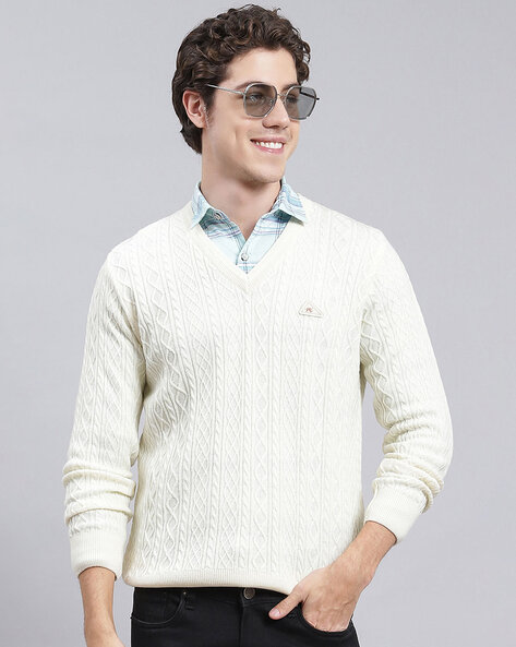 V neck hotsell cream sweater