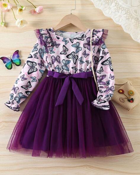 Buy Butterfly Dress With Plain Attached Bottom Skirt online from  Onlinestore8549