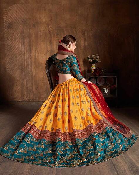 Buy The Perfect Pair: A Designer Half Sarees Lehenga Collection in Light  Yellow and Red Hues for Special Occasions