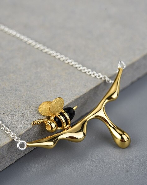 Solid silver clearance bee necklace