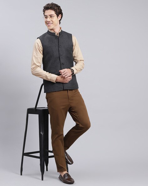 Buy Monte Carlo Mandarin Collar Woolen Nehru Jackets - Nehru Jackets for  Men 25335390 | Myntra