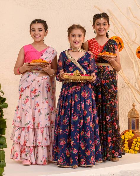 Buy Yellow Ethnic Wear Sets for Girls by Pspeaches Online | Ajio.com