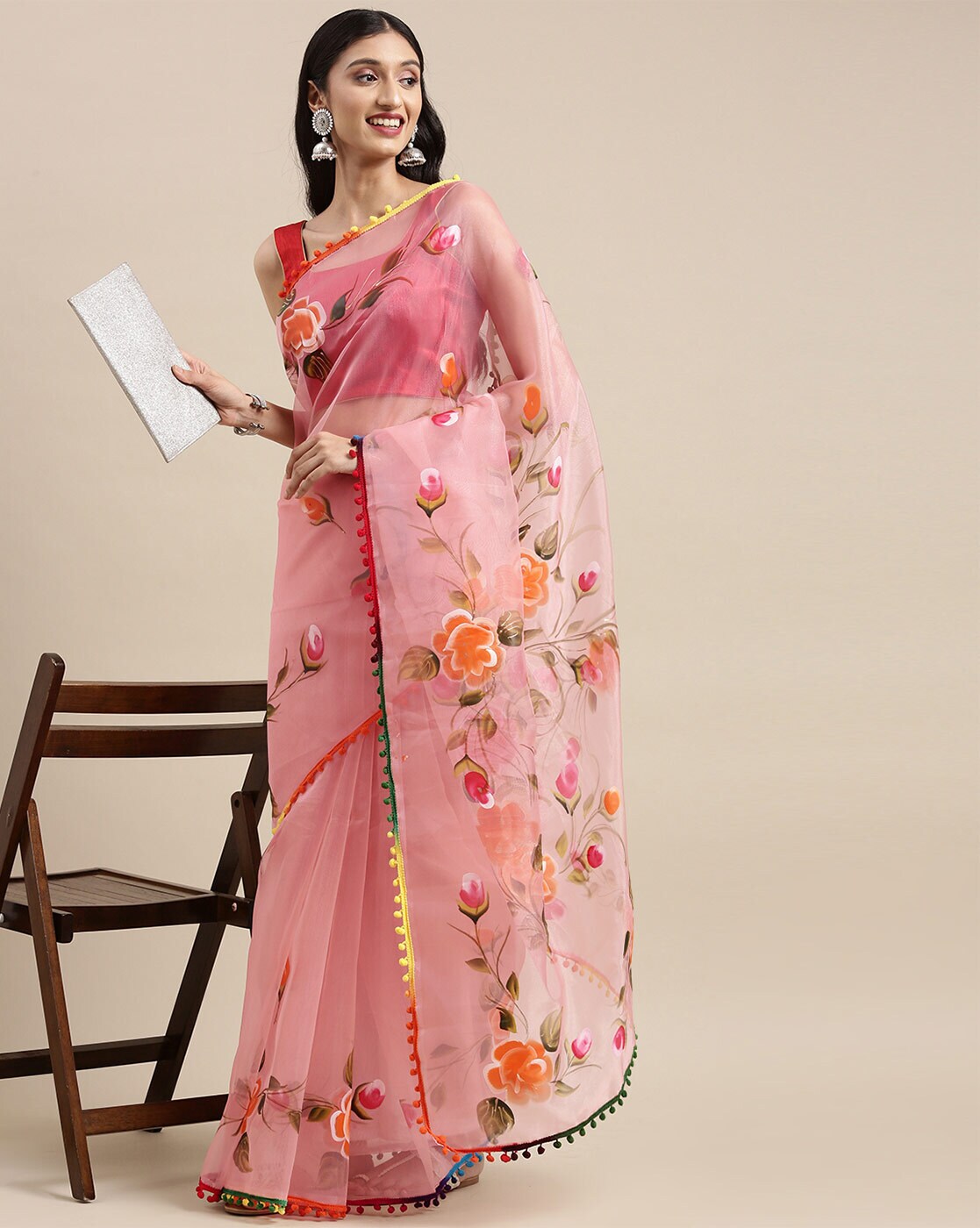 Organza pastel with beautiful prestitched blouse – Shruthi's sarees