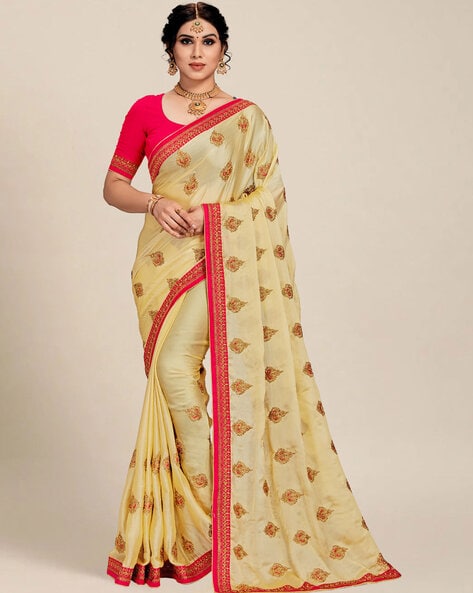 Cream Color Woven Silk Saree