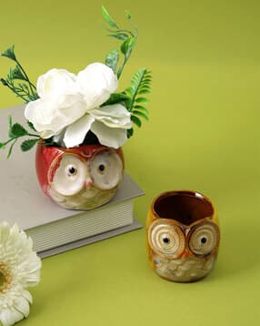 tayhaa Set of 2 Ceramic Owl Planter-picture-38
