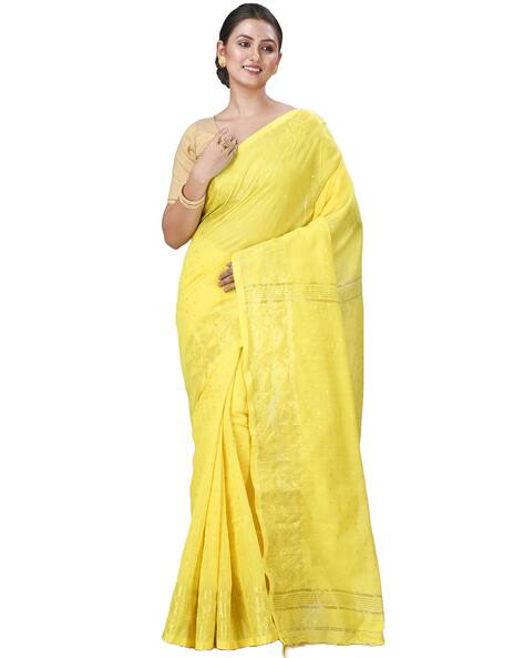 Sunshine Yellow Cotton Saree