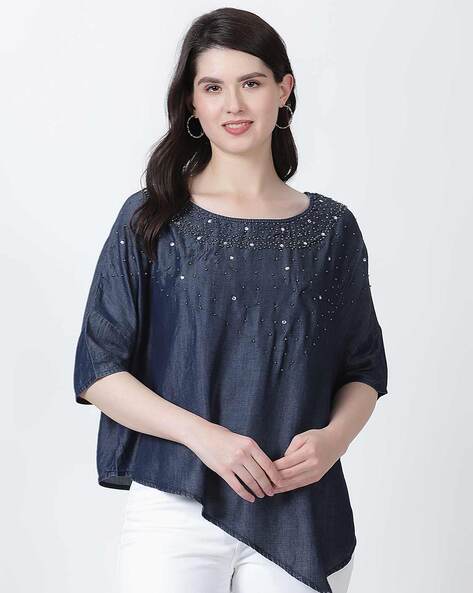 Self-Design Round-Neck Poncho Price in India