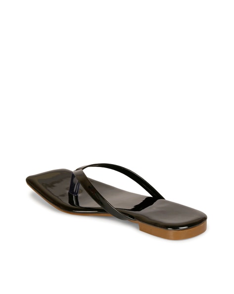 Black patent leather flip flops new arrivals