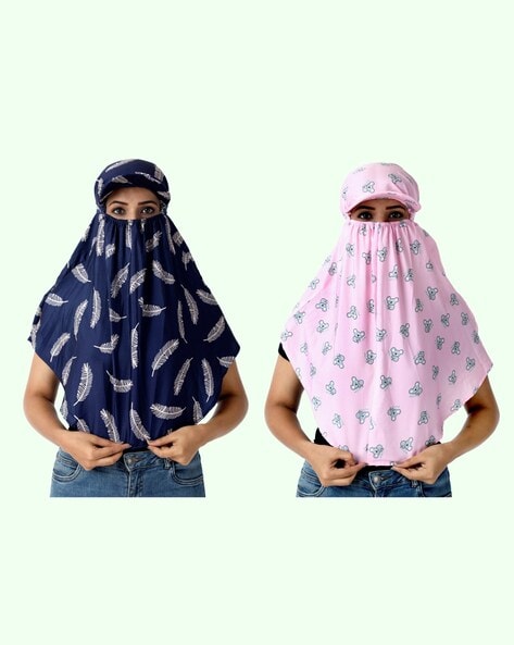 Pack of 2 Printed Cap Scarfs with Back Tie-Up Price in India