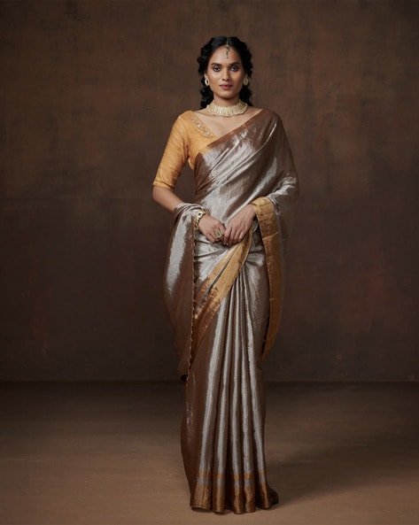 Buy Chanderi Tissue Silk Saree A155 online - ArtsyIndia