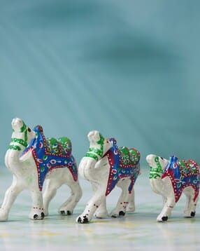 Set of 3 Handcrafted Camel Statues
