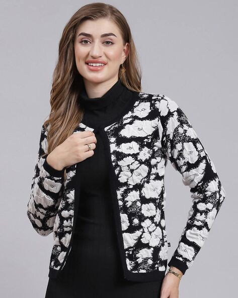 Black and hotsell white floral cardigan