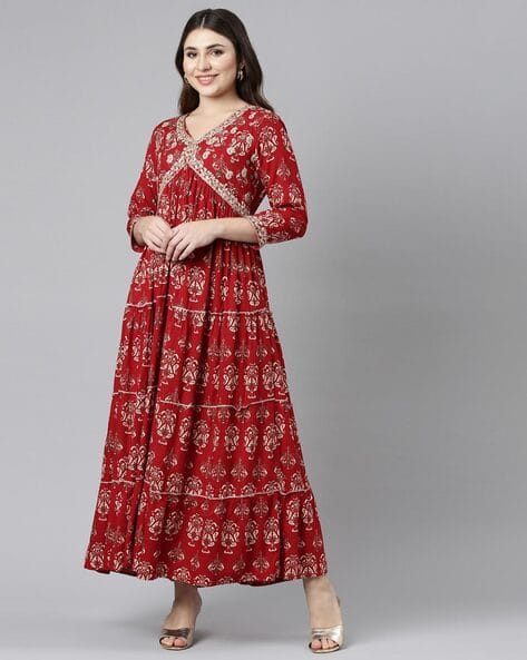 Floral Print Gown Dress