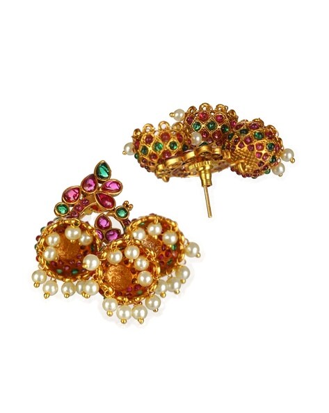 Multi Coloured Earrings - Gold and Diamond Earrings