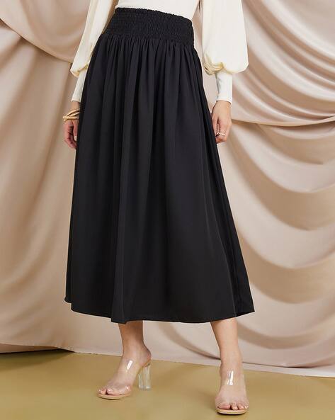 Women Gathered Waist A-Line Maxi Skirt