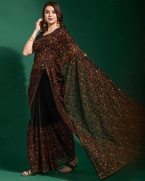 Buy JASHN Women Shaded Stone Work Georgette Saree | Shoppers Stop