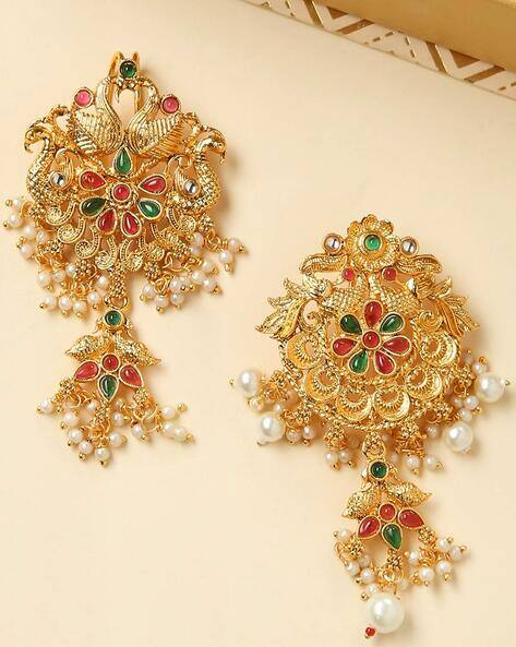 Oomph Set of 2 Gold-Plated Stone-Studded Hair Pins