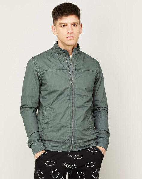 Zip Front Bomber Jacket with Insert Pockets