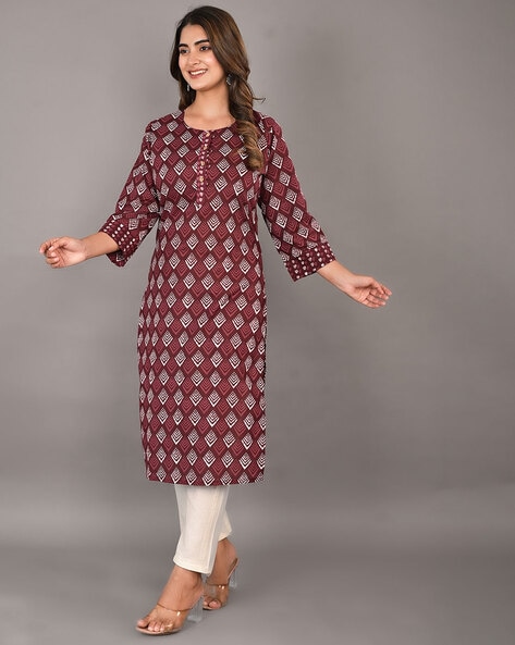 Buy Rayon Maroon Embroidered Party Wear Kurti Online : 194817 -
