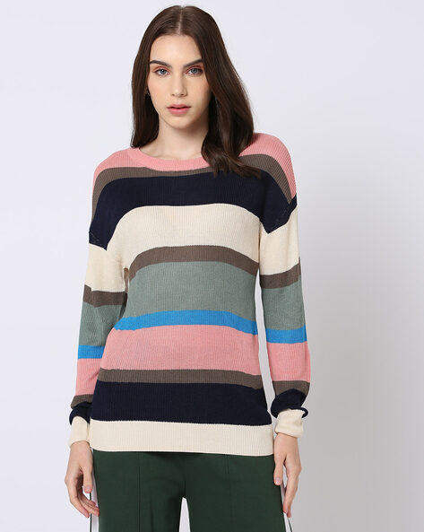 Lucky Brand Women's Bold Stripe Pullover Sweater, Multi, X-Small :  : Clothing, Shoes & Accessories