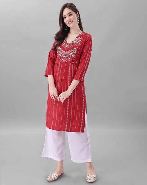 Buy Red Kurtis & Tunics for Women by Sitaram Designer Online | Ajio.com
