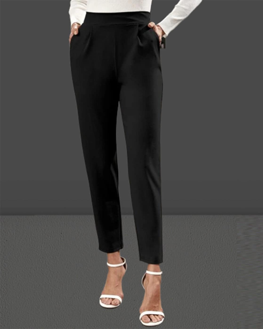 Buy Women Black Regular Fit Solid Casual Trousers Online - 777798 | Allen  Solly