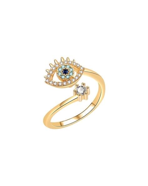 Buy Evil Eye Ring 14K Gold Diamond Solid Gold Double Band Ring for Women  Valentines Day Gift for Her GR00044 Online in India - Etsy