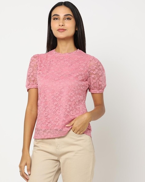 Buy Women's Blouses Pink Lace Tops Online