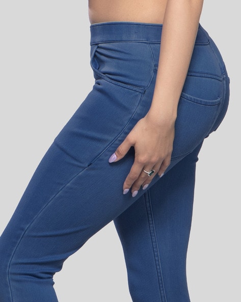 Washed Jeggings with Insert Pockets