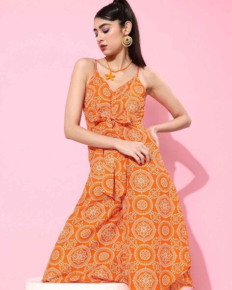 Orange store formal jumpsuit