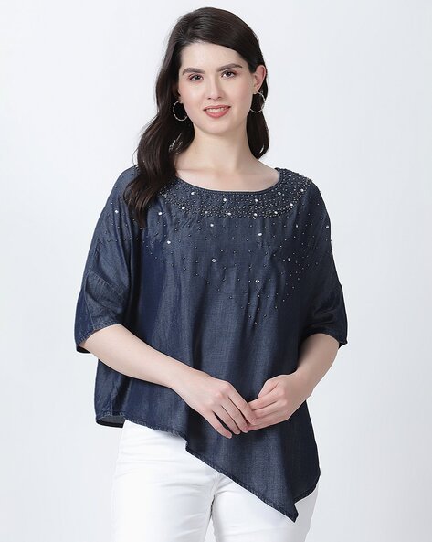 Self-Design Round-Neck Poncho Price in India