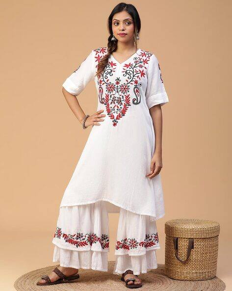 Buy White Kurta Suit Sets for Women by SEMAL HANDICRAFTS Online
