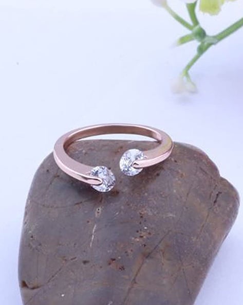 2 PCS Girls Simple Titanium Steel Diamond Ring, Size: US Size 3(Single Row Rose  Gold) | ZA | PMC Jewellery