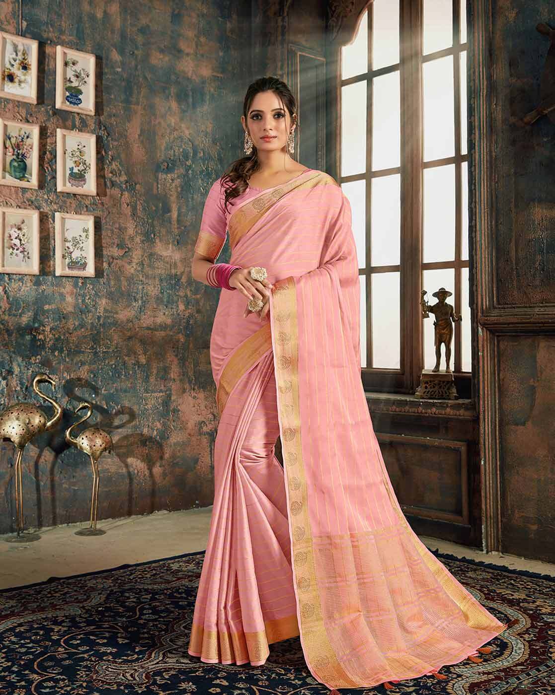 CM - Pink Colour Lichi Silk Saree - New In - Indian