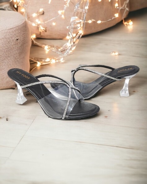Buy Black Plain Solid Bow Strap Heels by Naintara Bajaj Online at Aza  Fashions.