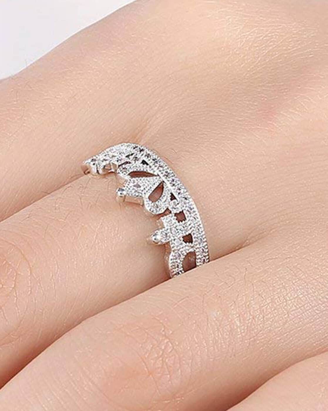 Crown diamond Engagement Wedding Ring Set In 14K White Gold | Fascinating  Diamonds