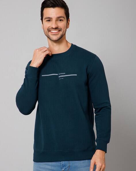 Graphic Print Sweatshirt with Ribbed Hems