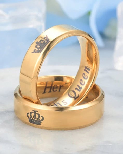10K Yellow Gold Womens Round Diamond King Queen Heart Ring 1/6 Cttw | eBay