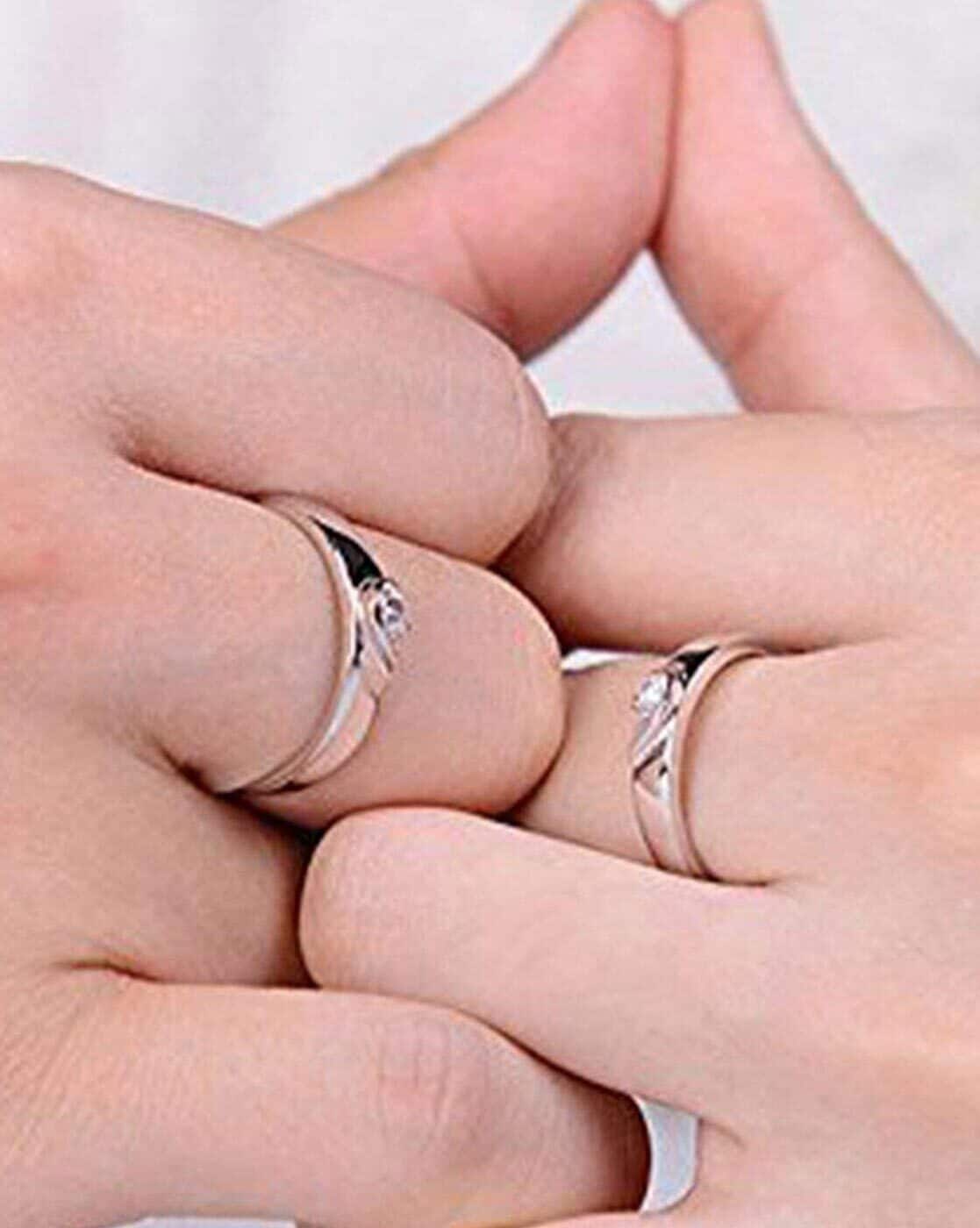 Valentine Gift Couple Ring for lovers Gift for Girlfriend Boyfriend/Husband  Wife Alloy Platinum Plated Ring Set