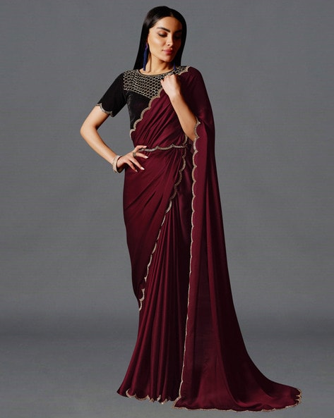 Buy GEVARIYA FASHION HUB Women Maroon Embellished Chiffon Saree Online at  Best Prices in India - JioMart.